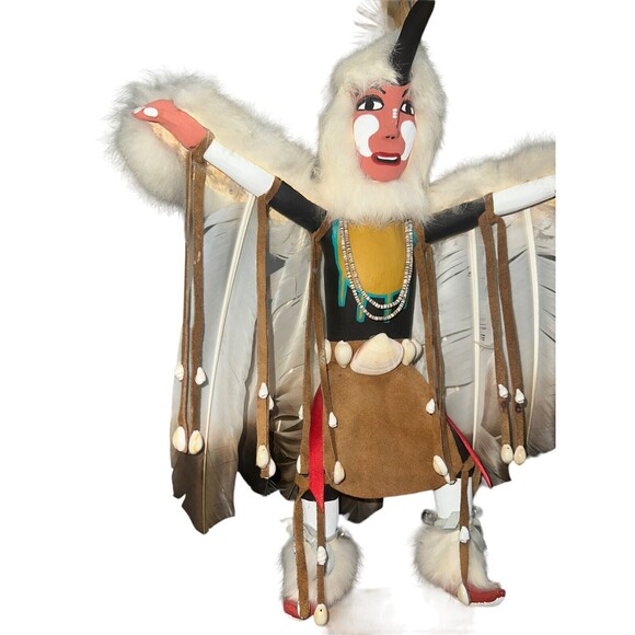 Hopi Native American Indian Eagle Dancer Kachina Doll Signed Navajo Hand Carved - Picture 8 of 13